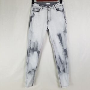 K‎ Jordan Jeans Womens 8 Gray Mid Rise Skinny Leg Distressed Light Wash Denim